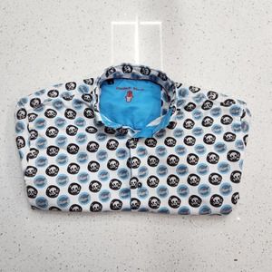Visconti Black Men’s S Small Short Sleeve Button Shirt Skull Sharks My Favorite